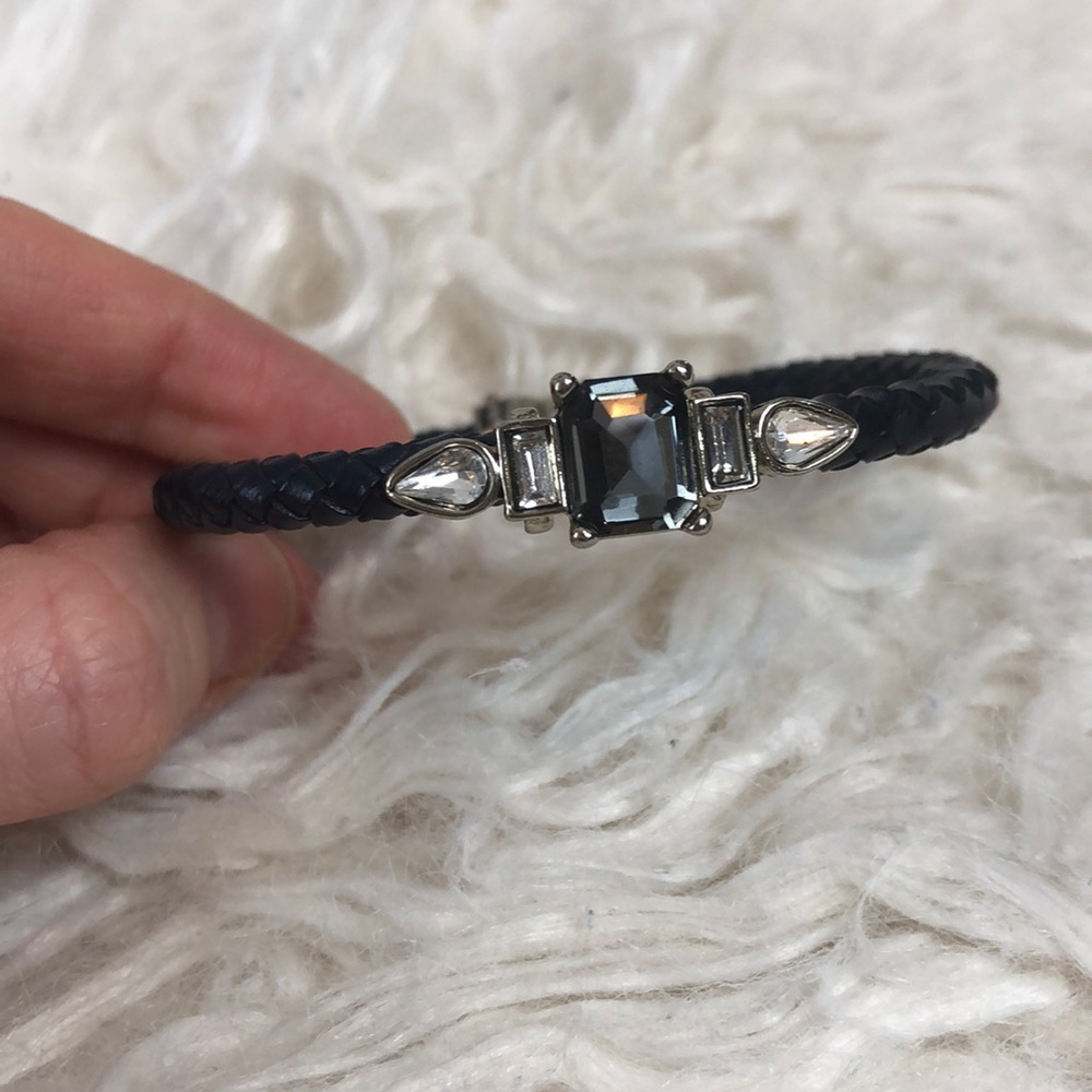LOFT l Navy Leather & Rhinestone Bracelet